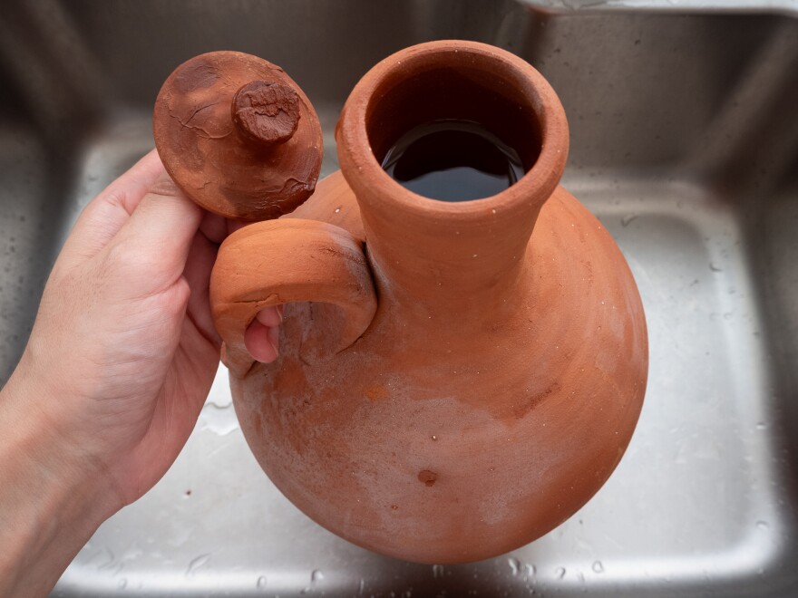 The <em>golla</em> is the Moroccan term for a clay pot that keeps water cool. Moroccans fill the pots and put them in most rooms in the house for the family to drink from — and set them up outside for community refreshment.