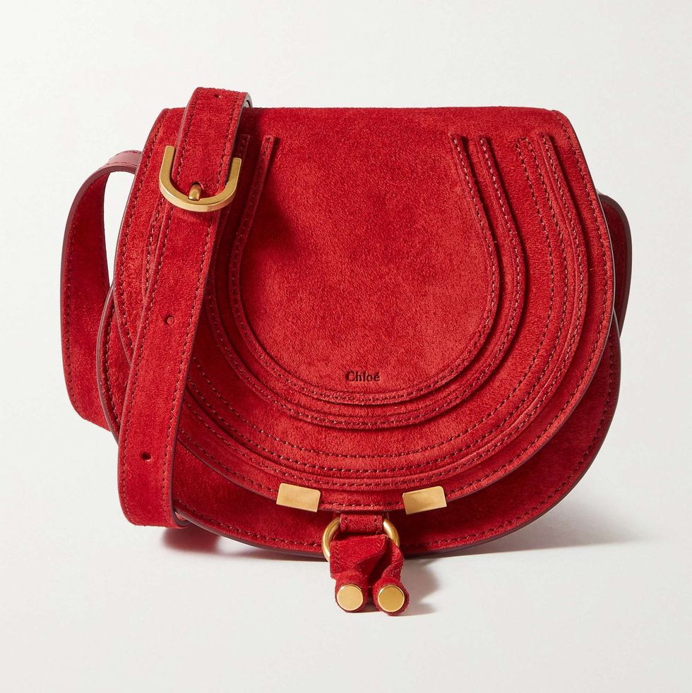 Marcie Leather-Trimmed Suede Shoulder Bag