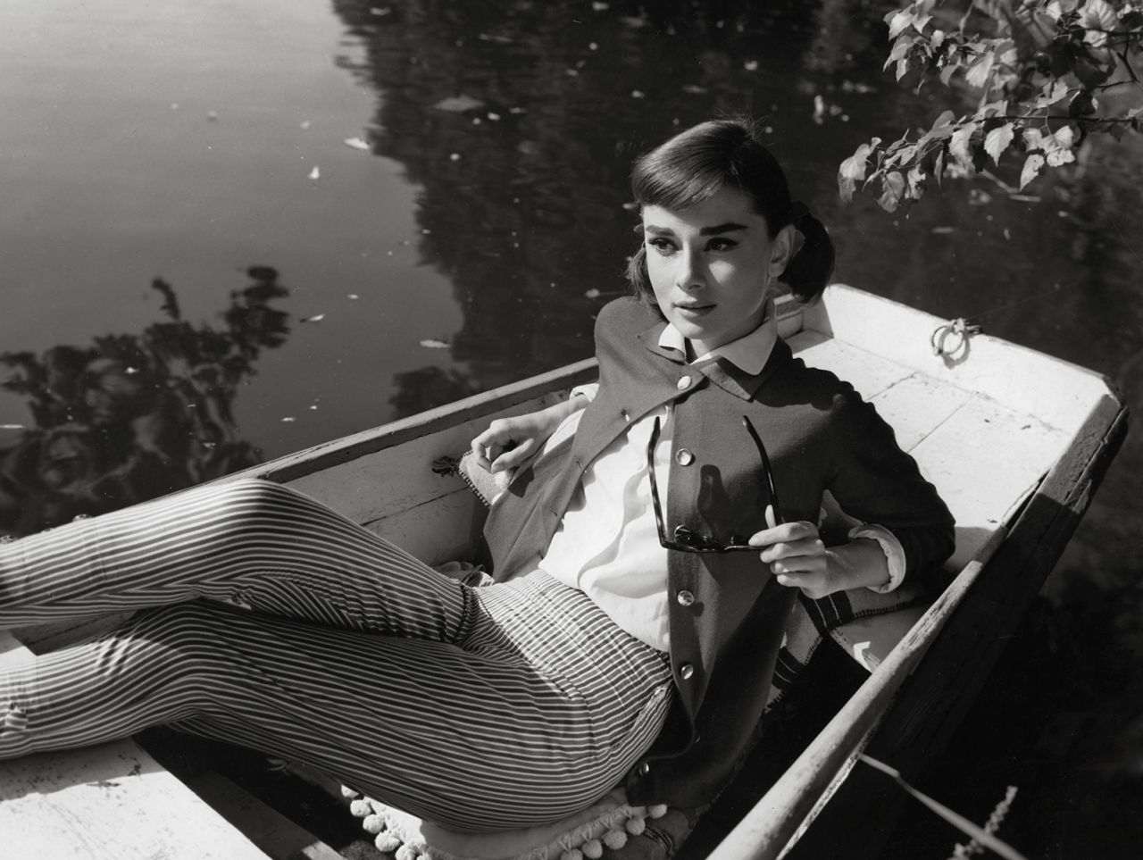 Effortlessly chic, Audrey Hepburn is pictured in the movie 