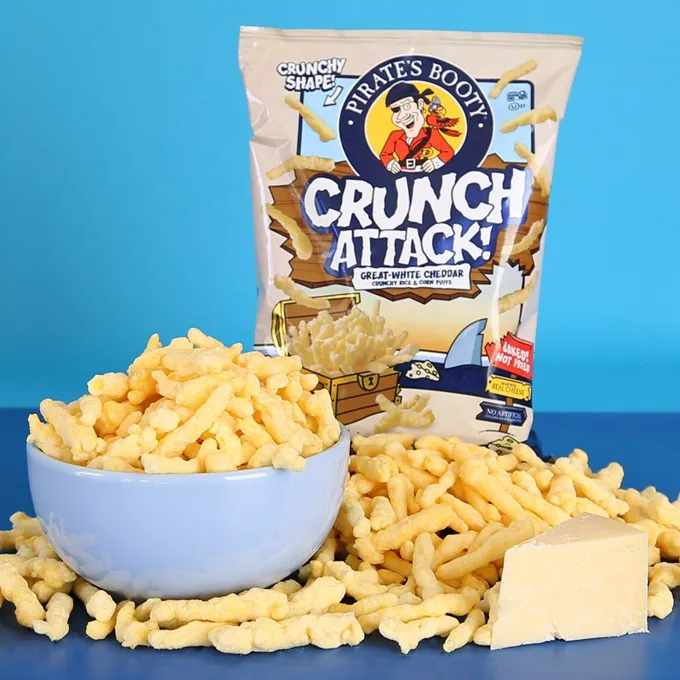New Pirate's Booty Crunch Attack! Great-White Cheddar Puffs