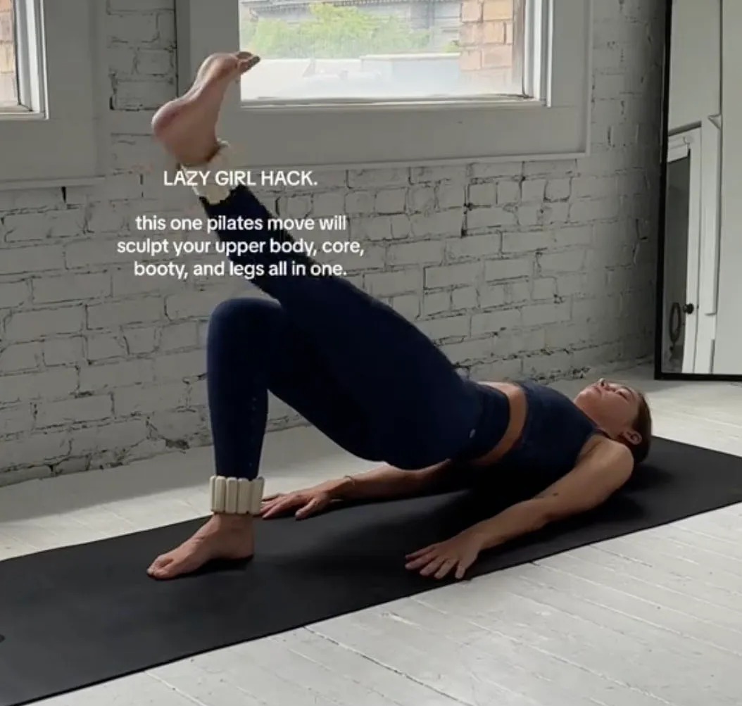 The content creator demonstrated the Pilates move for her followers