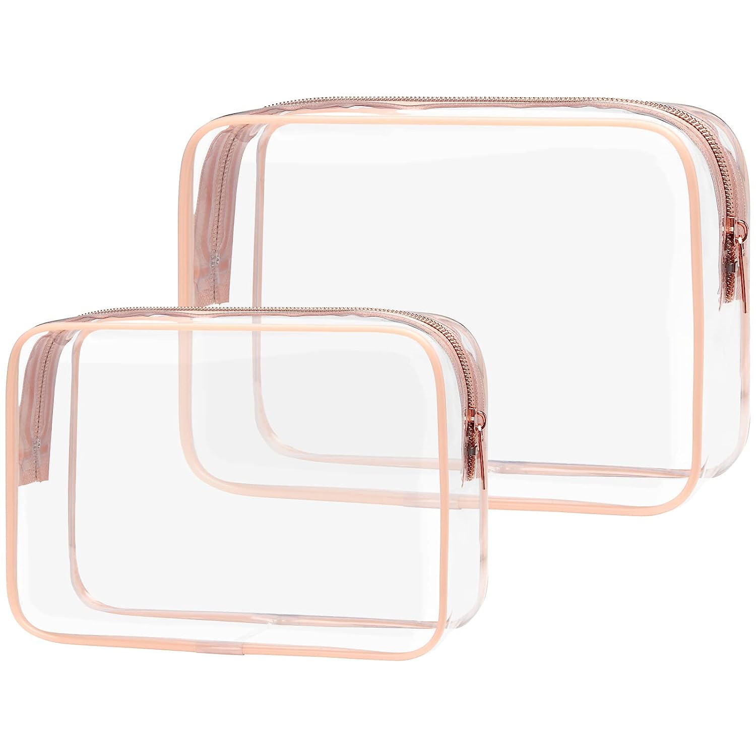 PACKISM Clear Makeup Bags 2 Pack Rose Pink.