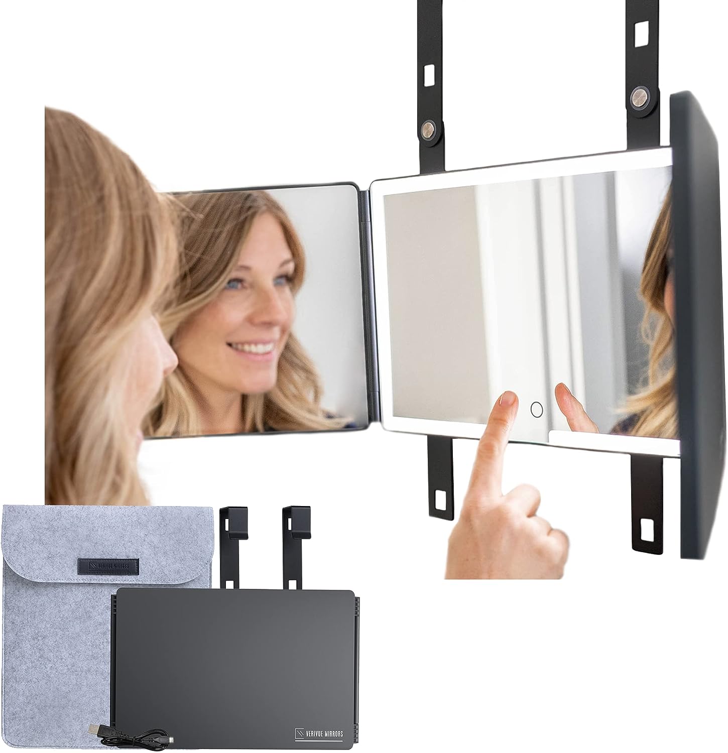 Verivue LED Trifold Mirror for Haircut and Makeup.