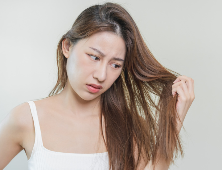 Woman with flat hair