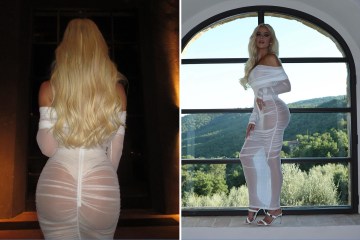 Khloe flashes her bare butt in completely sheer white D&G dress in new photos