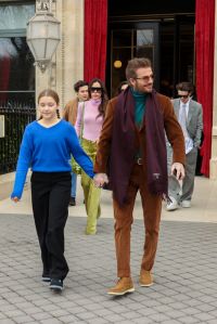 PARIS, FRANCE - MARCH 04: Harper Beckham and David Beckham are seen leaving their hotel on March 04, 2023 in Paris, France. (Photo by Pierre Suu/GC Images)