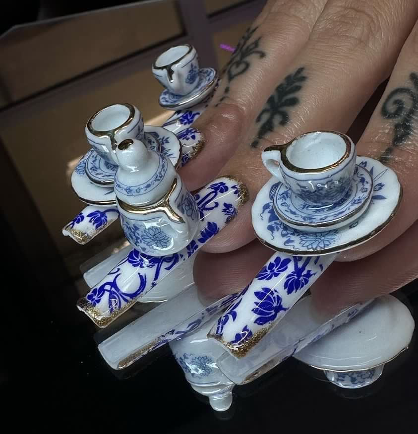 “The process of creating the teacup nails was quite tedious but simple,
