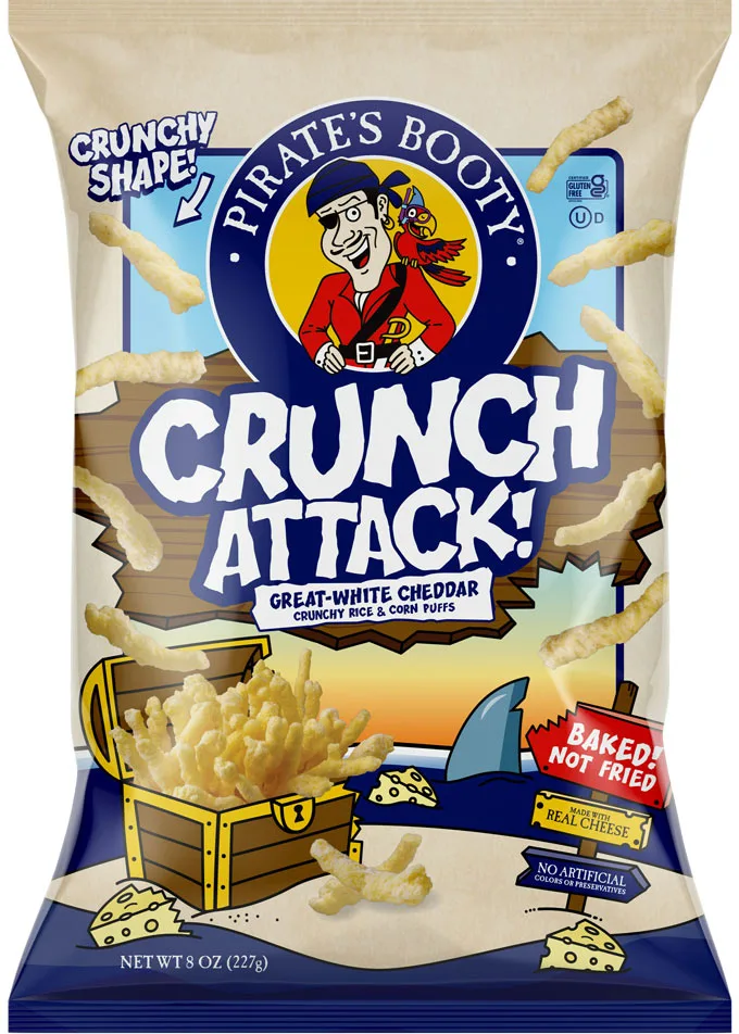 New Pirate's Booty Crunch Attack! Great-White Cheddar Puffs