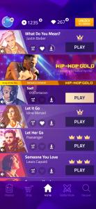 Game play that features top charted artists