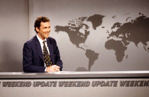 SATURDAY NIGHT LIVE -- Episode 17 -- Pictured: Norm MacDonald during the 'Weekend Update' skit on April 12, 1997 -- (Photo by: Mary Ellen Matthews/NBCU Photo Bank/NBCUniversal via Getty Images via Getty Images)