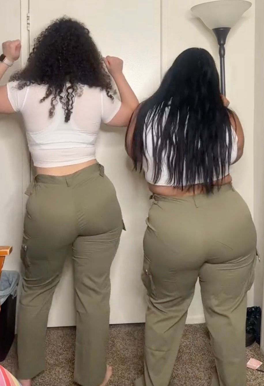 Although their curvy bodies don't look the same, they both rocked the cargo pants