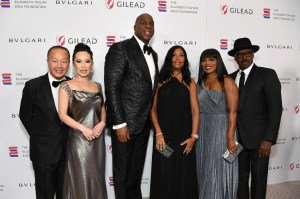 BEVERLY HILLS, CALIFORNIA - SEPTEMBER 21: (L-R) Dr. Gabriel Chiu, Christine Chiu, Magic Johnson, Cookie Johnson, Angela Bassett, and Courtney B. Vance attend the Elizabeth Taylor Ball to End AIDS at The Beverly Hills Hotel on September 21, 2023 in Beverly Hills, California. (Photo by Jon Kopaloff/Getty Images for The Elizabeth Taylor AIDS Foundation)