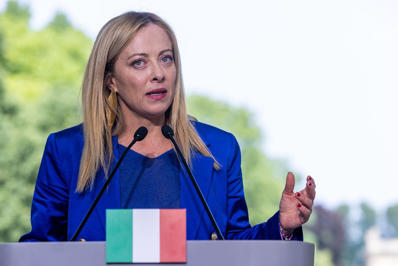 Italian Prime Minister Giorgia Meloni during a meeting with Polish Prime Minister Mateusz Morawiecki in Warsaw on July 05, 2023,  Poland. (Photo by Andrzej Iwanczuk/NurPhoto via Getty Images)