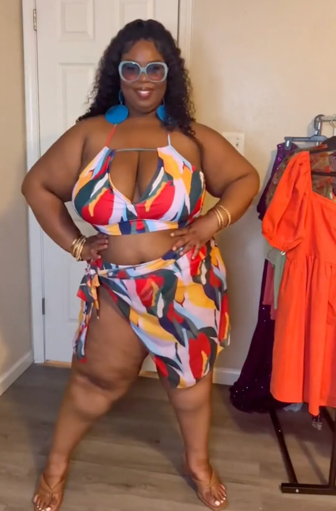 This multi-colored number came with a beach skirt