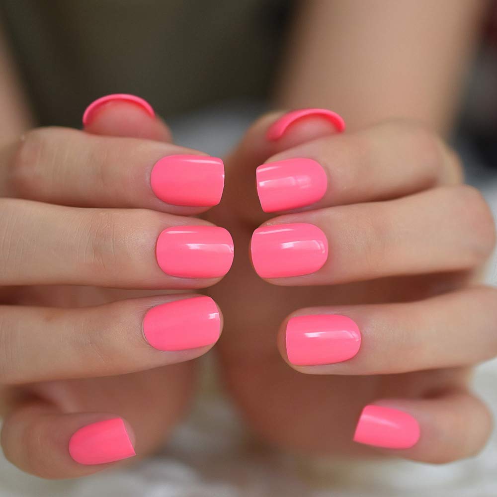 EchiQ Neon Short Summer Color Fake Nails