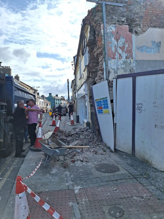 The collasped building on Arklow's Lower Main Street. Photo: Michael Kelly