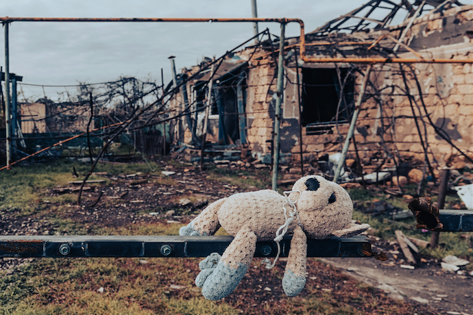 Ukrainian home destroyed by Russia