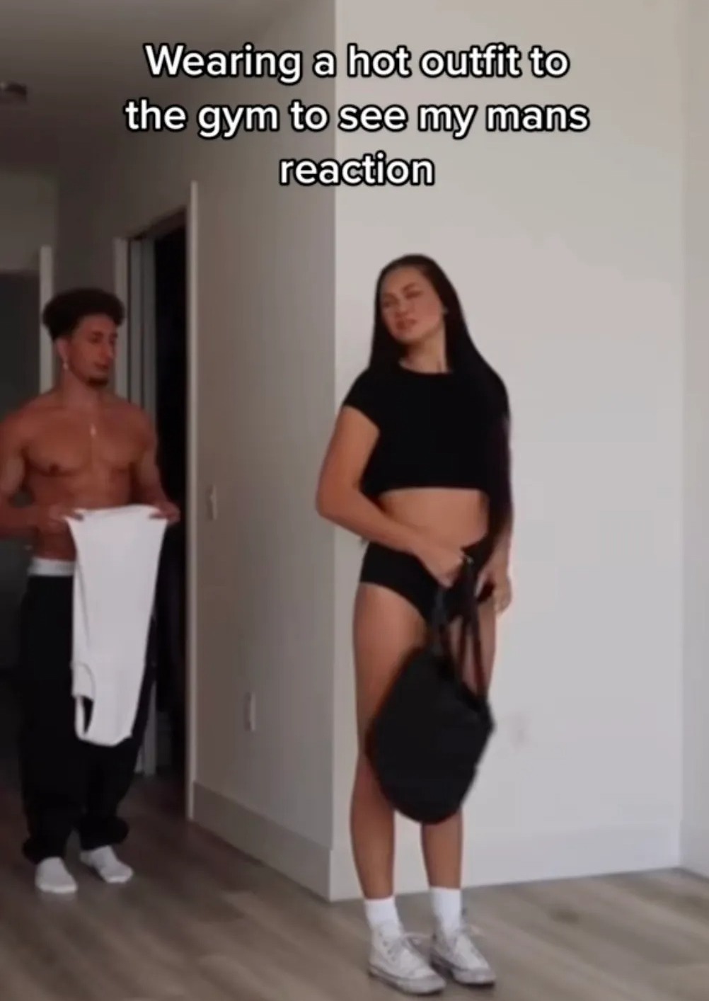 Montana donned black booty shorts and a crop top to see how Ryan would react