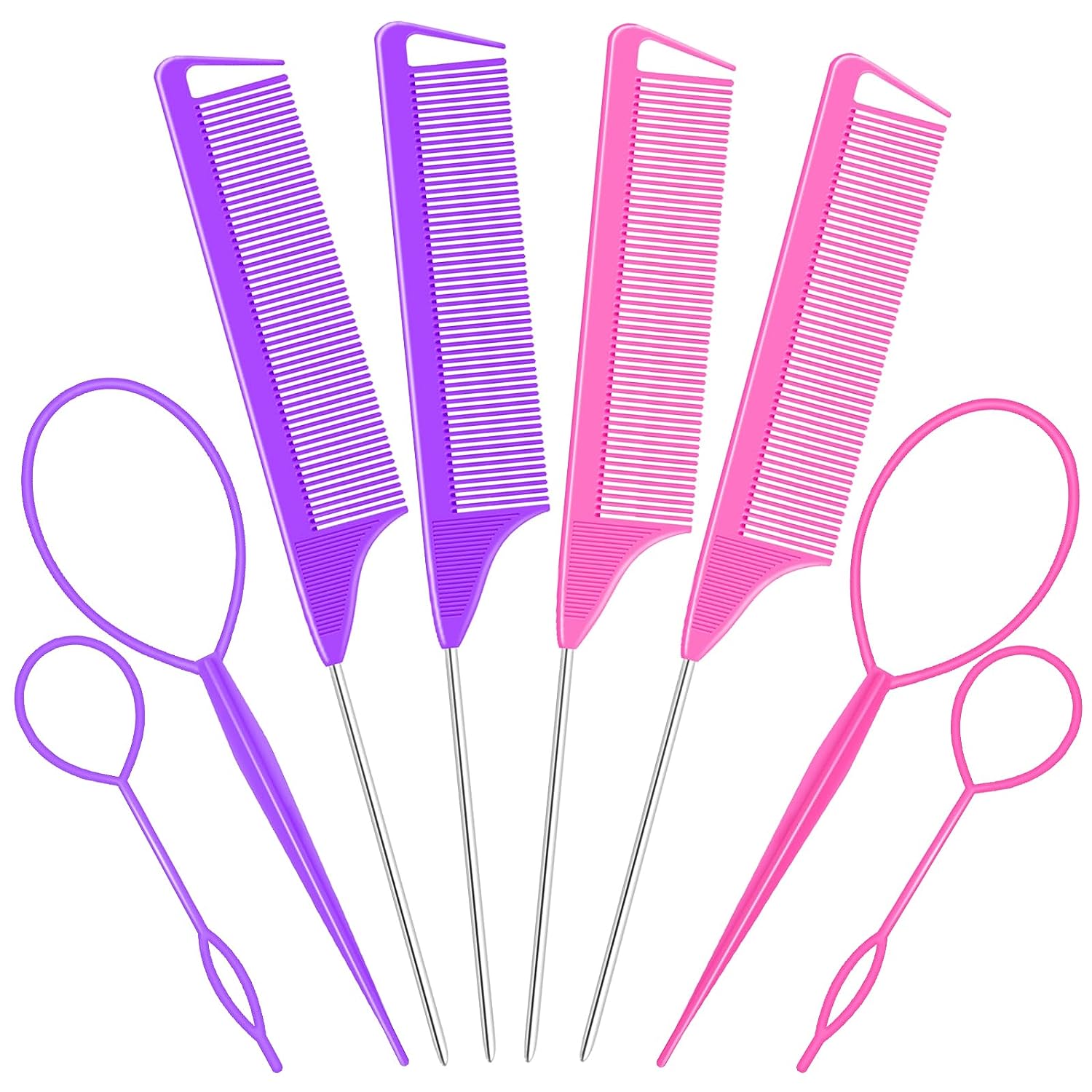AIHOPESTO Hair Styling Tool Set Pink/Purple (8PCS)