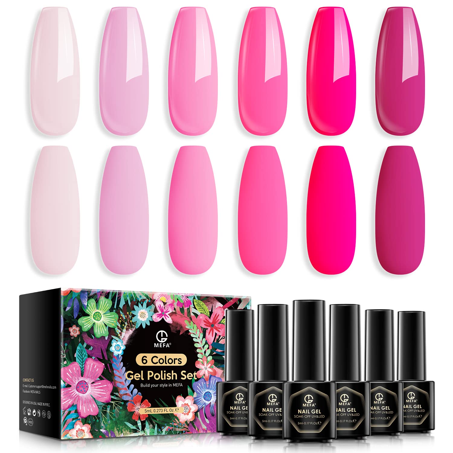 MEFA Pink Gel Nail Polish Set