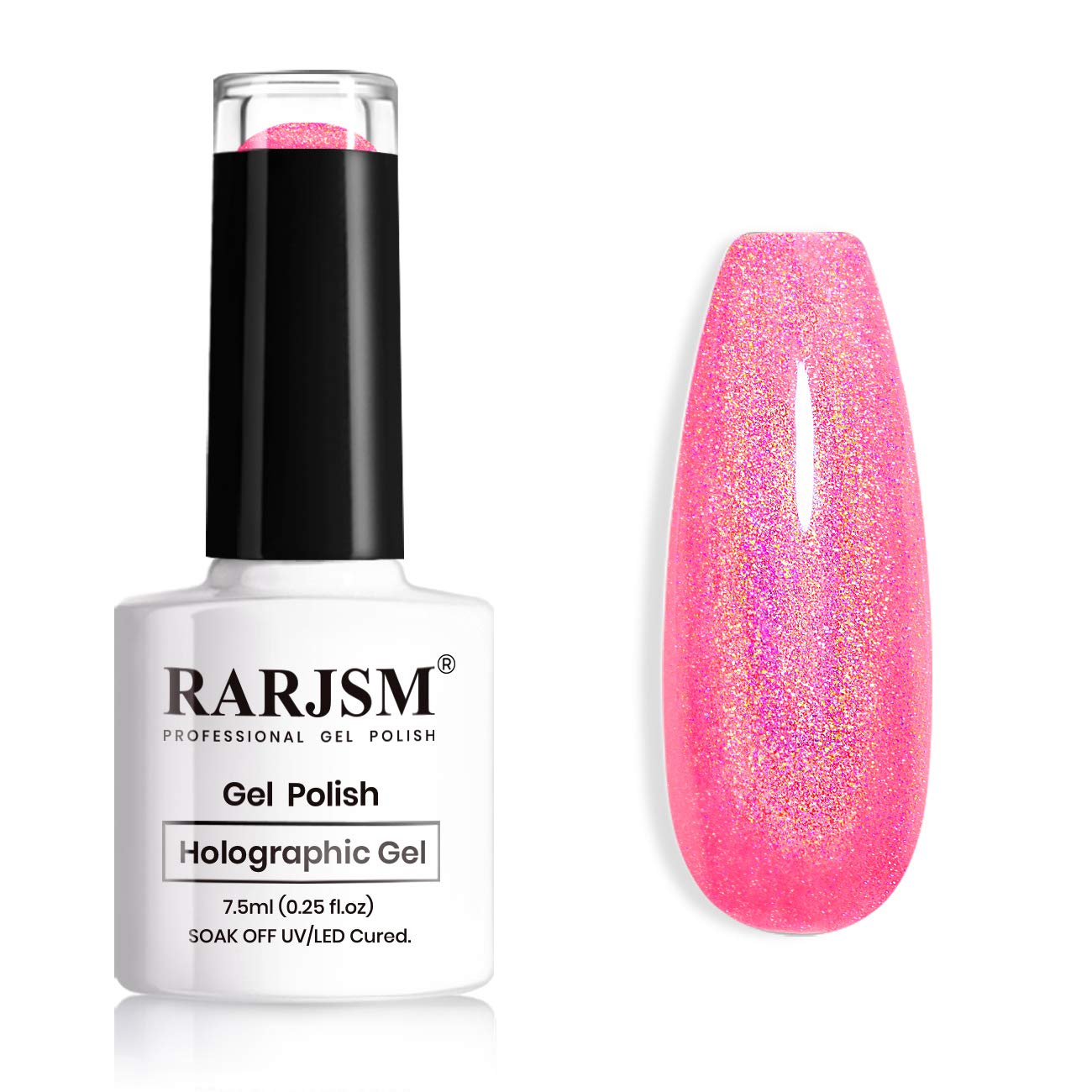 RARJSM Holographic Nail Polish Neon Hot Pink