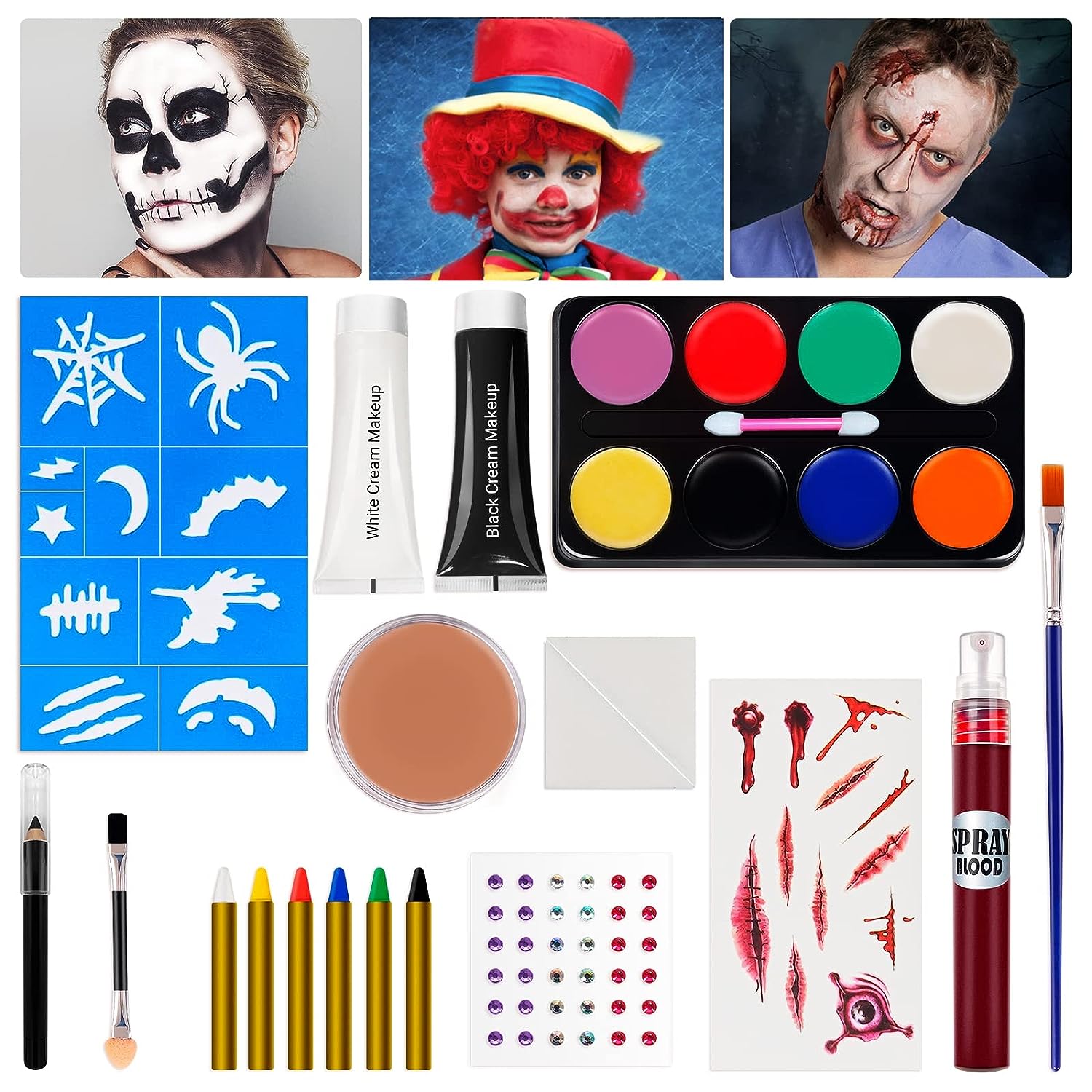 SOOFUN Halloween Makeup Kit for Adults and Kids