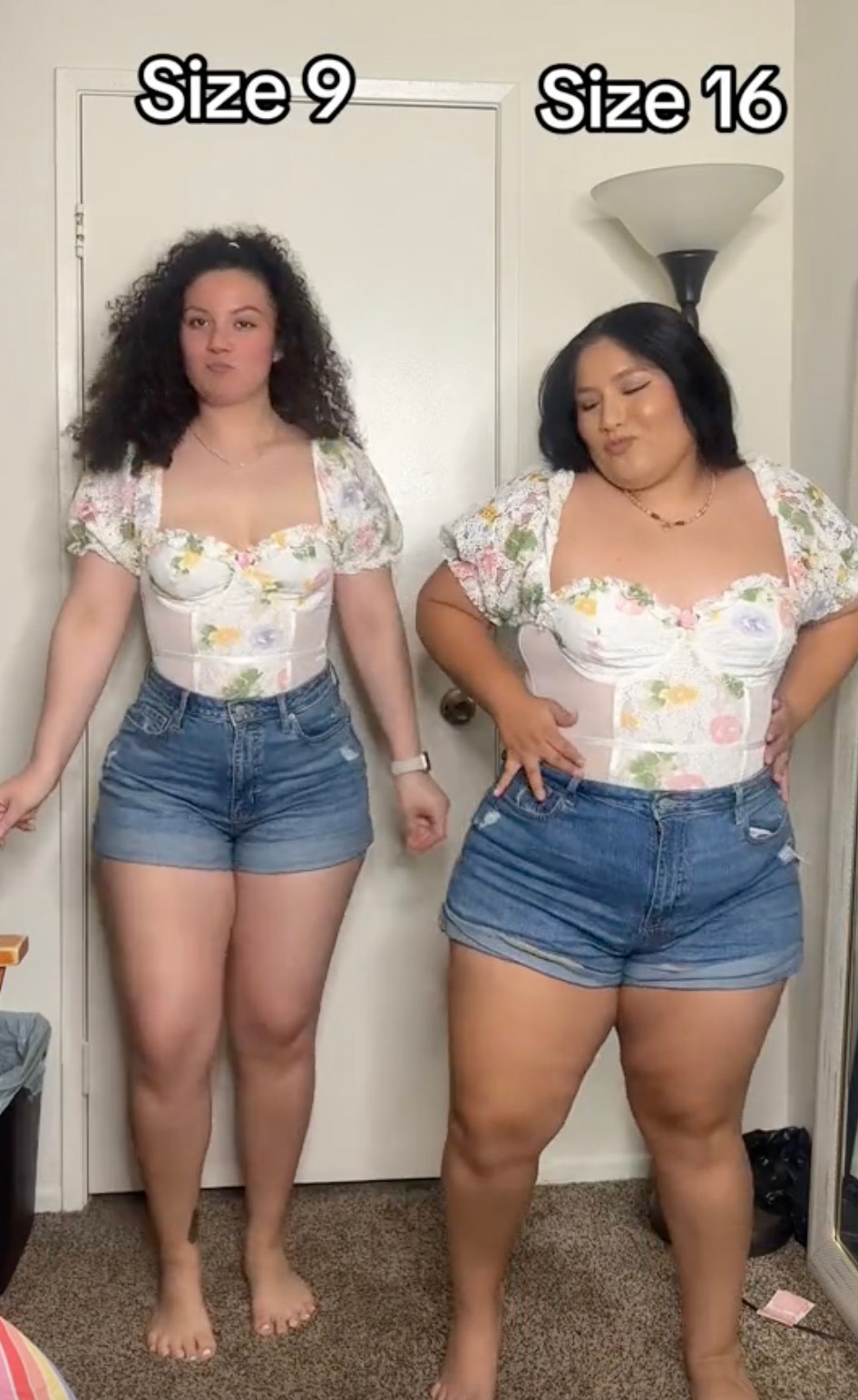 They both rocked the feminine, floral, lace corset with matching jean shorts