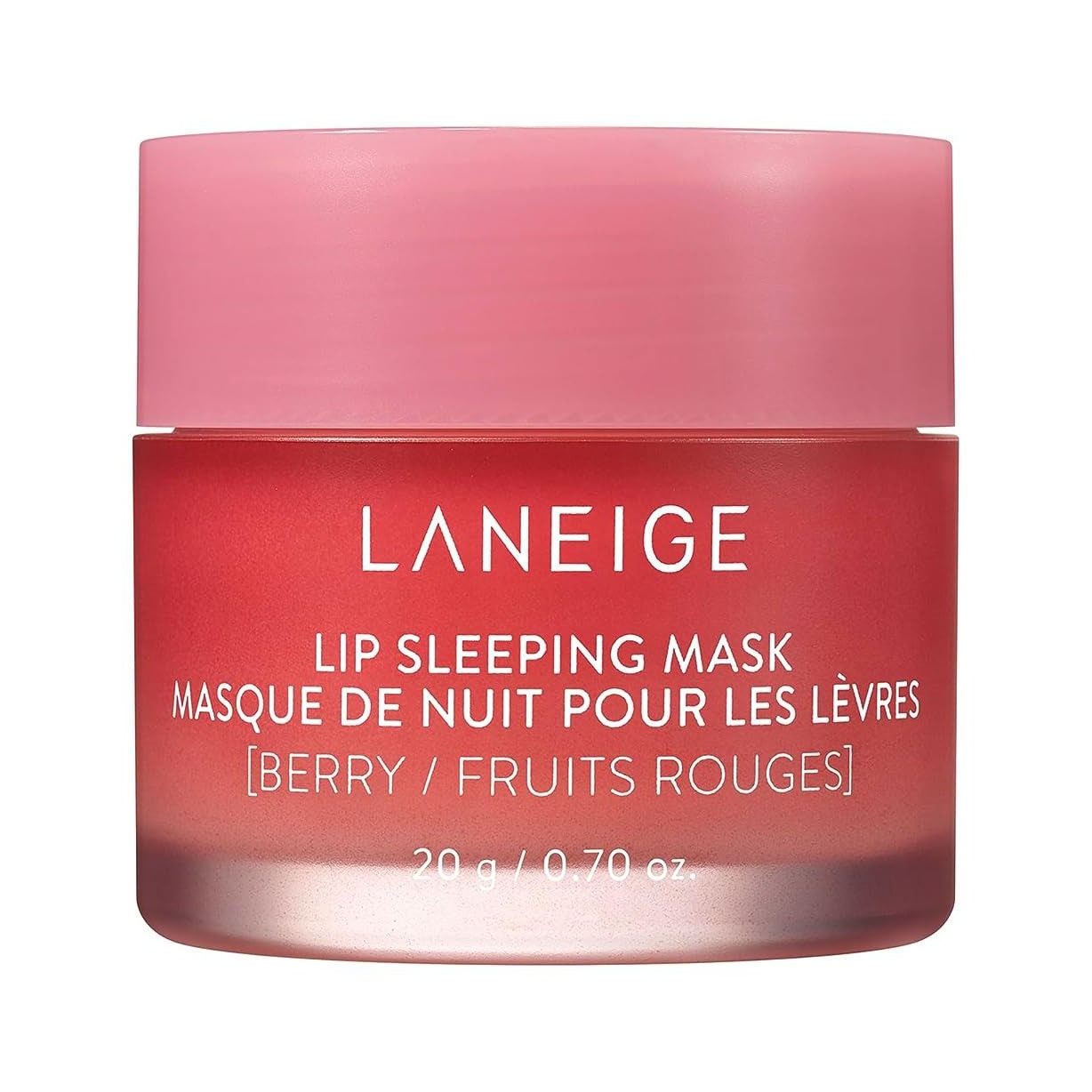 Laneige Lip Sleeping Mask pink jar on white background