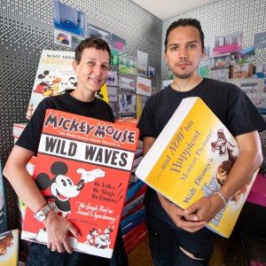 Sarah Andelman and Harry Nuriev with their giant pillow books for Disney's Create 100.