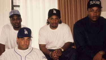 MC Ren, DJ Yella, Eazy-E and Dr. Dre of N.W.A.  
