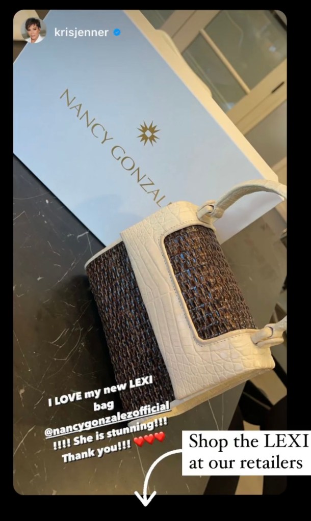 Kris Jenner previously gushed about a Nancy Gonzalez bag on her Instagram.