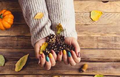 fall nail design in autumn colors