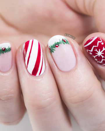 christmas nail ideas candy cane french tip