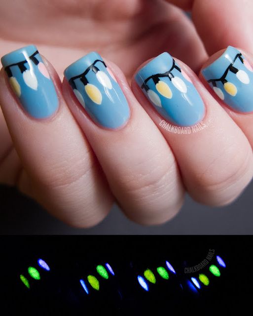 christmas nail ideas glow in the dark christmas lights