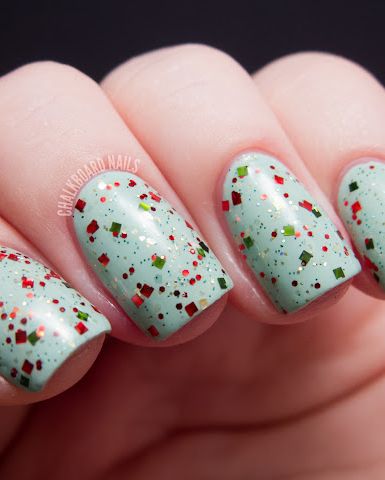 christmas nail ideas sparkly mint green mani