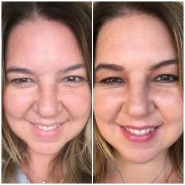 women over 40 with and without makeup