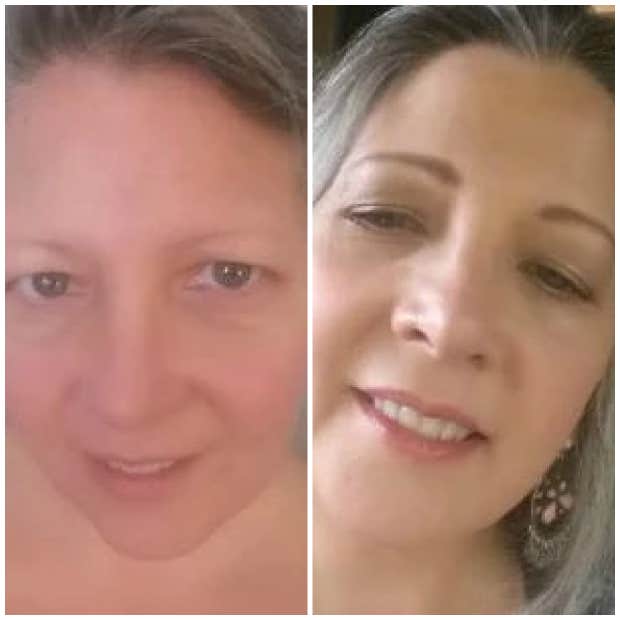 women over 40 with and without makeup