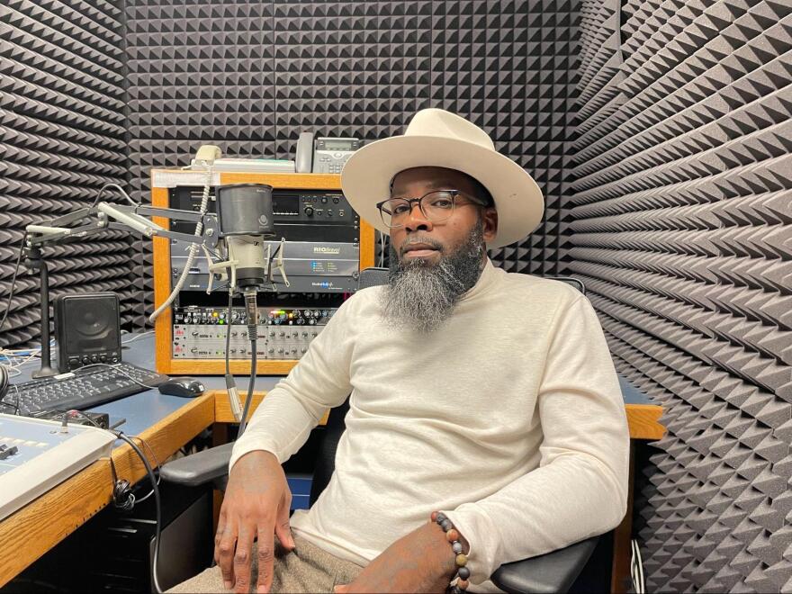 Marshaun Brown poses for a photo at WBHM on Oct. 9, 2023, in Birmingham, Alabama. 