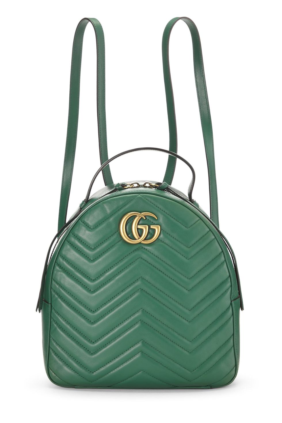 Pre-Loved Green Leather GG Marmont Backpack