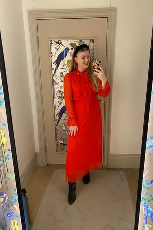 The Red Chiffon Tie Front Swing Midi Dress costs £55 from River Island