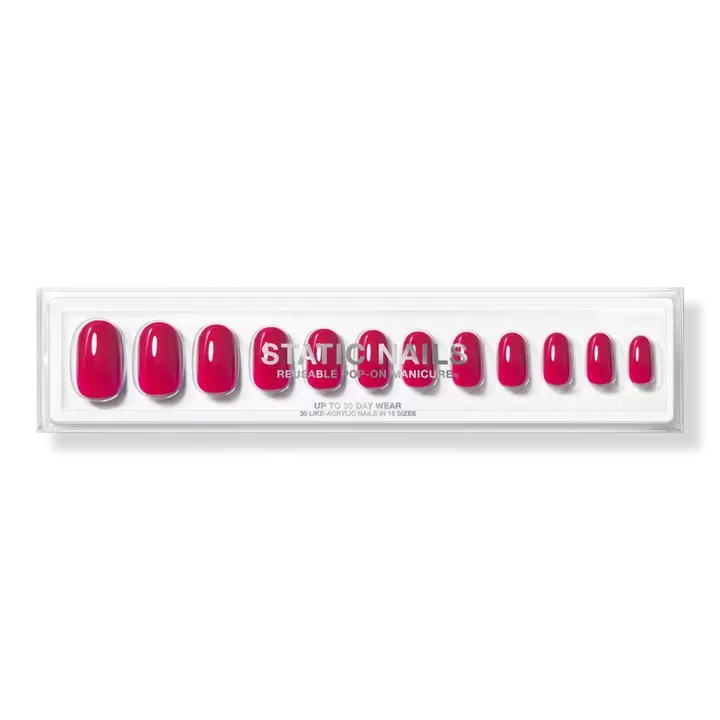 Static Nails Press-On Nails in red round color and shape