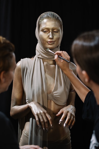 Chrome nails at Diesel Spring/Summer 2024 during Milan Fashion Week in September 2023.