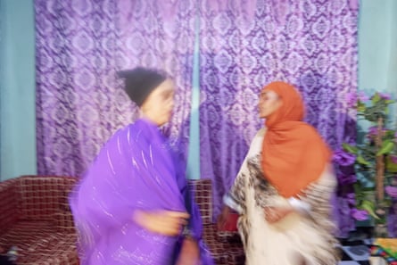 Two women talking in Somalia.