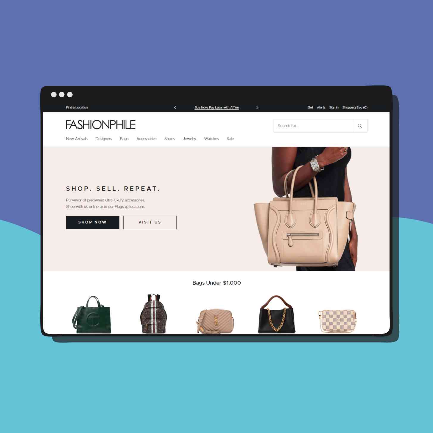 A Screenshot Of Fashionphile Homepage