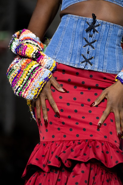 Cherry mocha nails at Moschino Spring/Summer 2024 during Milan Fashion Week in September 2023.