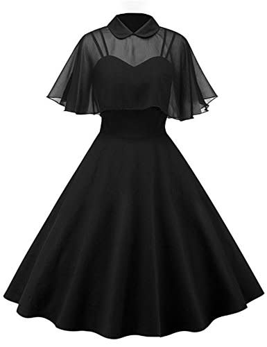 GownTown Women's 1950s Cloak Two-Piece Cocktail Dress Black