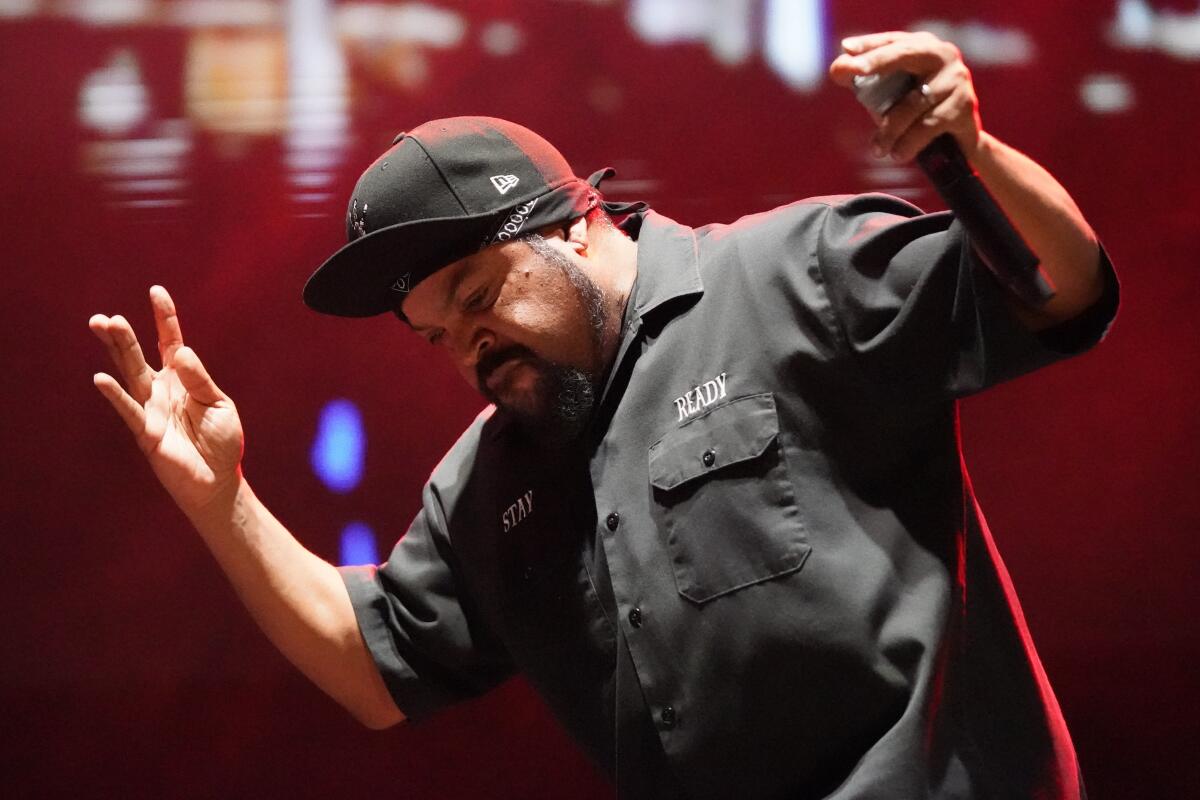  Ice Cube performs on day three of Riot Fest on Sunday, Sept. 18, 2022, in Chicago.