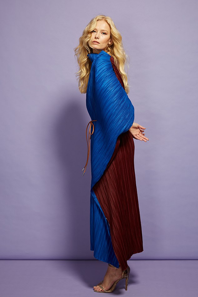 Plissé tabard dress, £350, earrings, £130, jigsaw-online. com