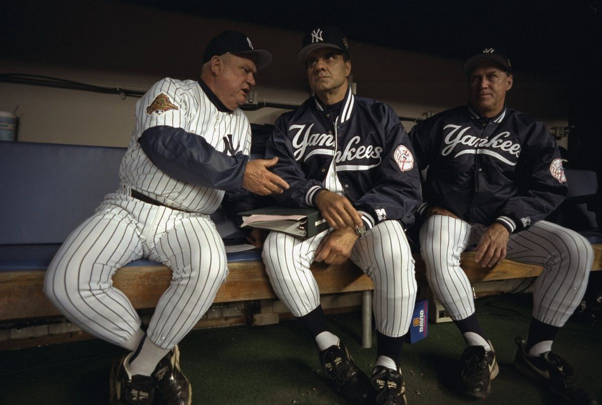 New York Yankees Coach Don Zimmer, Manager Joe Torre, and Coach Mel Stottlemyre, 1996 World Series