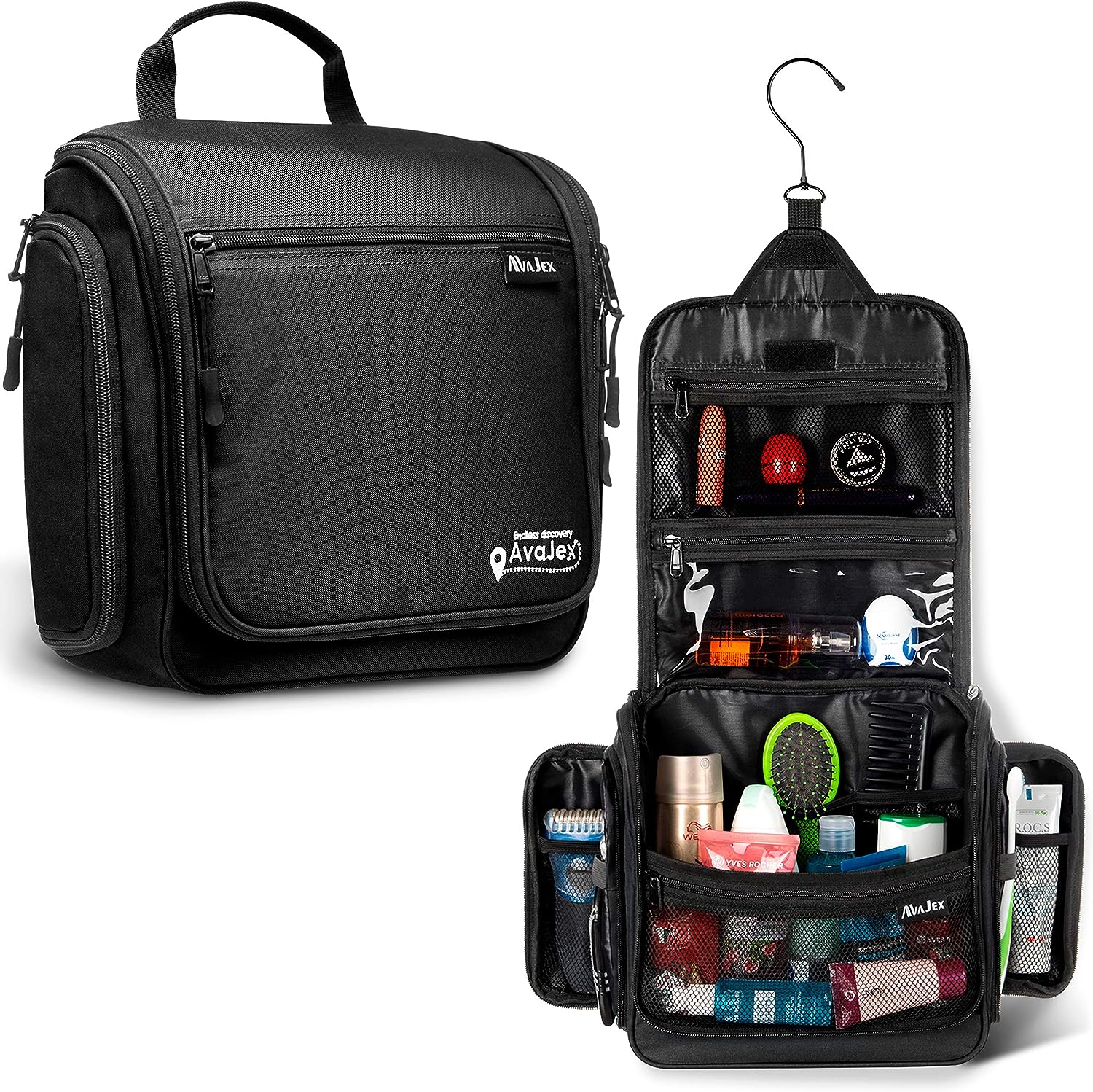 AvaJex Travel Toiletry Bag Jet Black